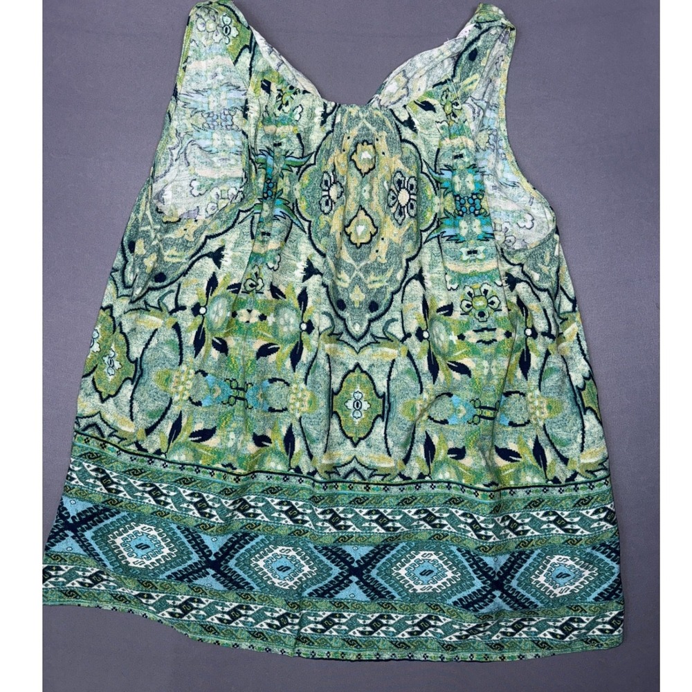 Jane & Delancy‎ Sleeveless Top Green Blue Paisley Print Tank Blouse